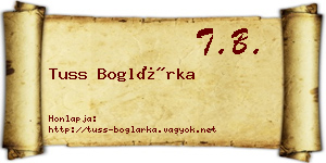 Tuss Boglárka névjegykártya